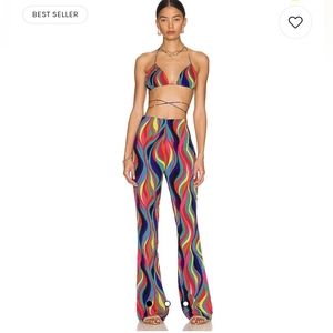 NWT Superdown Tamera Bra Pant Set in Multicolor Music Festival